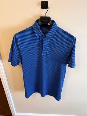 Under Armour Blue and Black Striped Polo Shirt